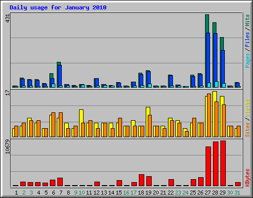 Daily usage for January 2010