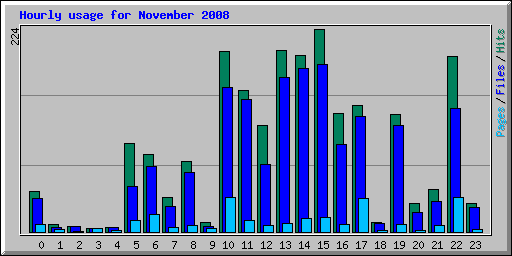 Hourly usage for November 2008