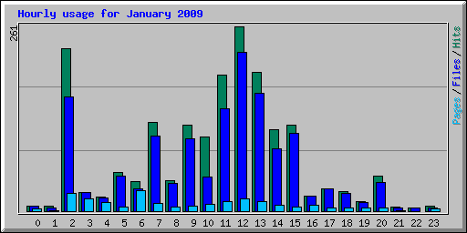 Hourly usage for January 2009